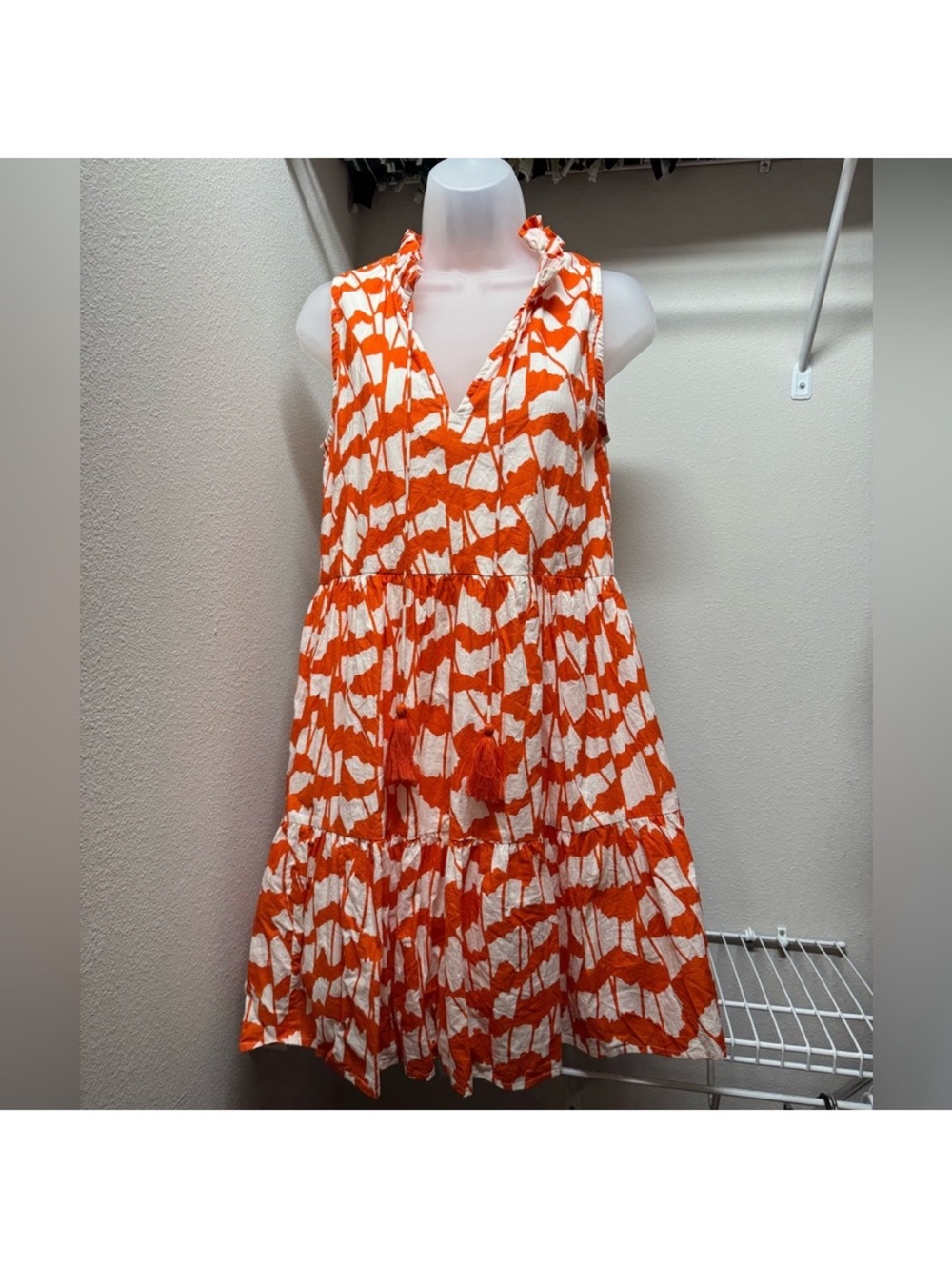 Jude Connally Red and White Sleeveless Mini Dress